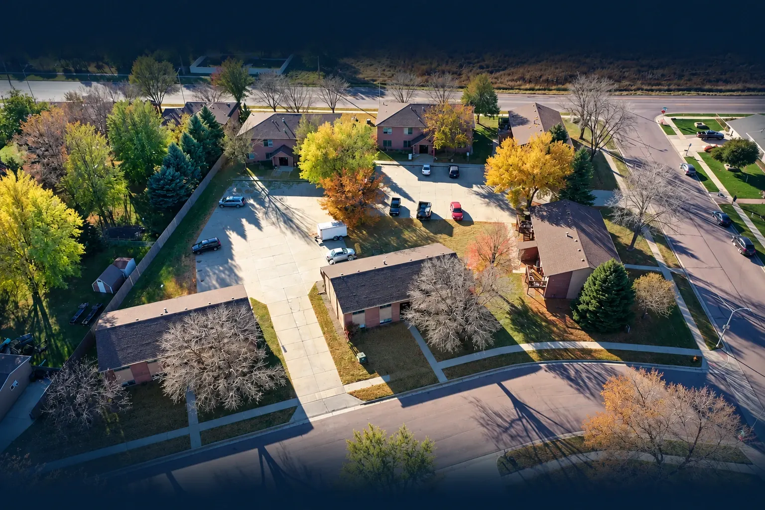 Aerial view of Mesa Heights apartments in Sioux Falls
